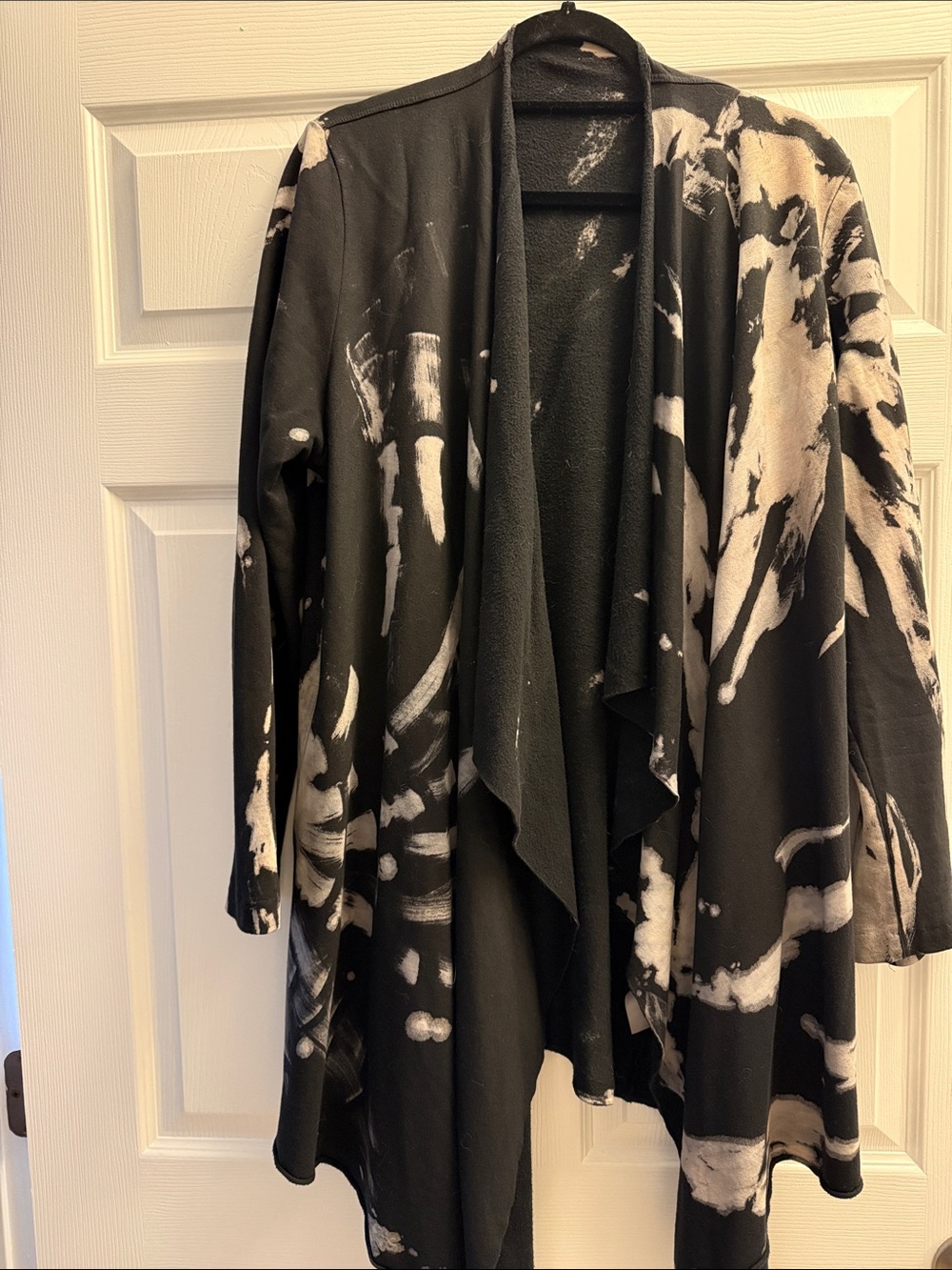 Hard Tail Black and White Abstract Draped Cardigan